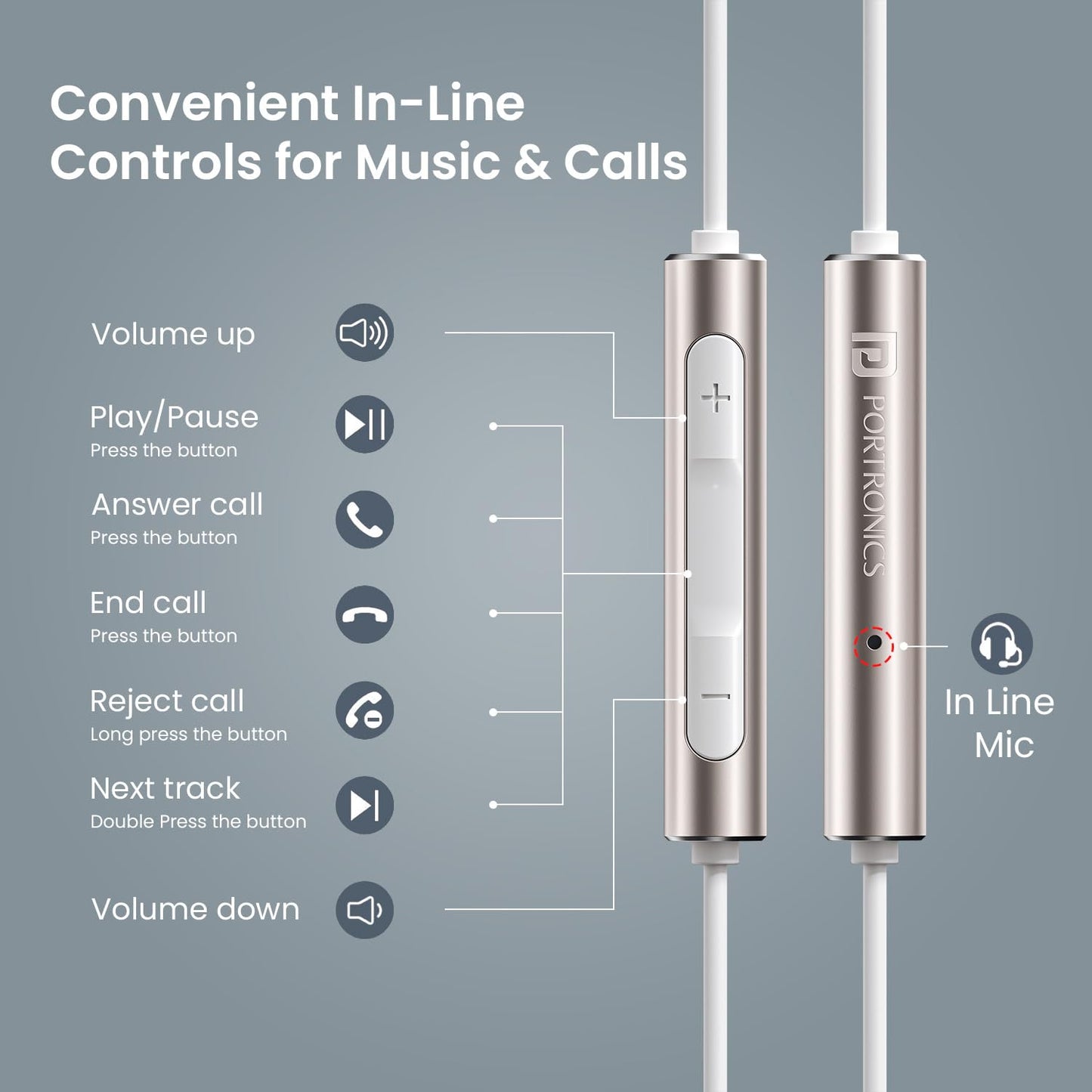 PORTRONICS CONCH SIGMA A WIRED EARPHONES