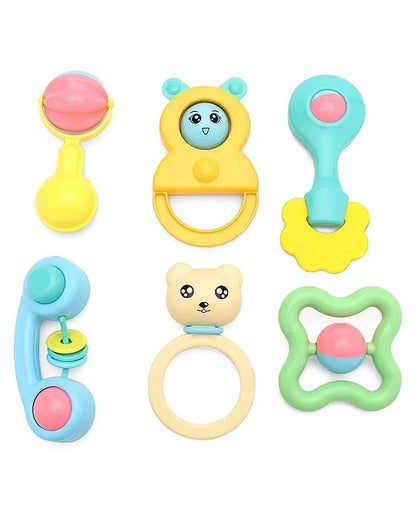 Babyhug Cute Animal Shaped Baby Rattle Set-6Pcs