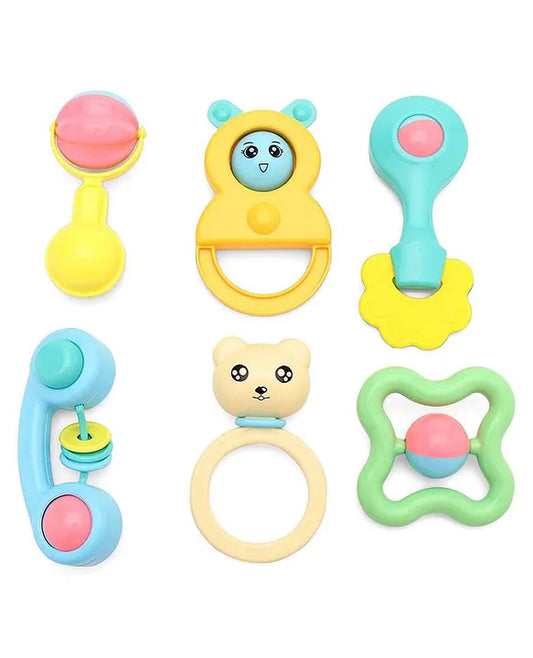 Babyhug Cute Animal Shaped Baby Rattle Set-6Pcs