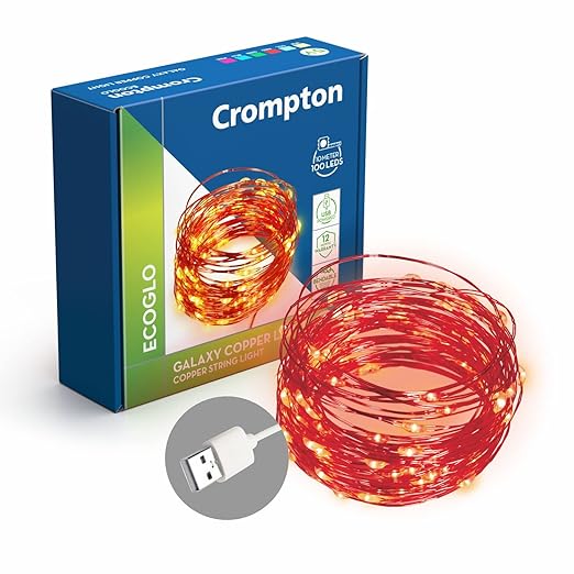 CROMPTON GALAXY DECORATION COPPER USB POWERED STRING FAIRY LIGHTS