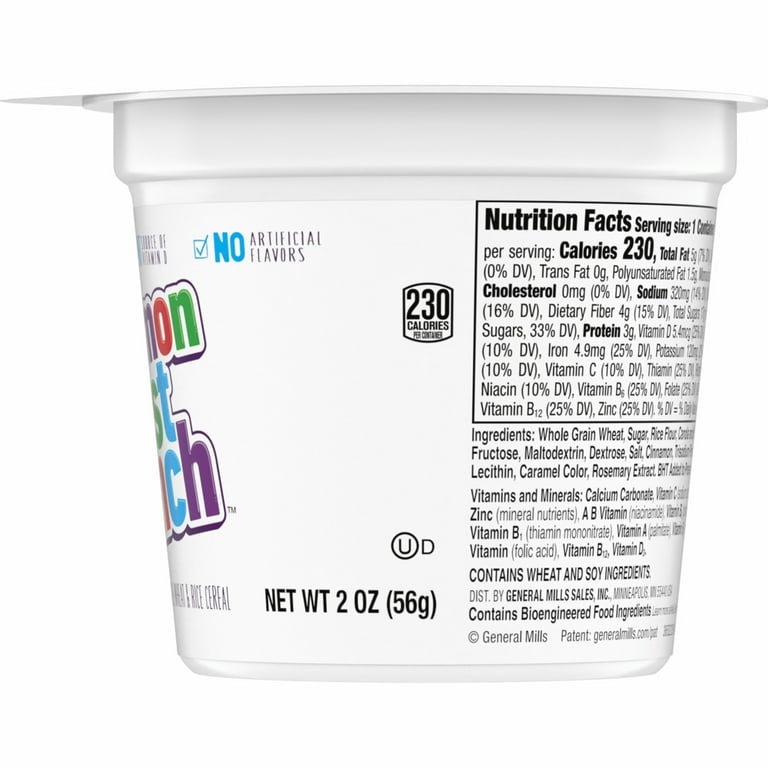 Cinnamon Toast Crunch Breakfast Cereal Cup, Single Serve Cereal,