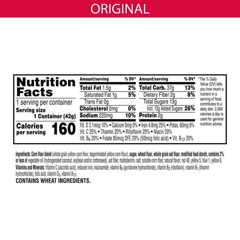 Kellogg's Froot Loops Cold Breakfast Cereal Cup, Fruit Flavored, Breakfast Snacks with Vitamin C, Original, 1.5oz Cup