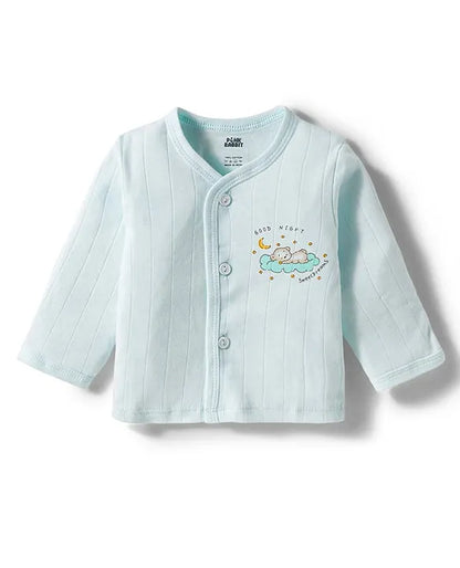 Pink Rabbit Cotton Knit Full Sleeves Front Open Jhablas with Animal Print Pack of 3 - Light Pink Cream & Aqua Blue