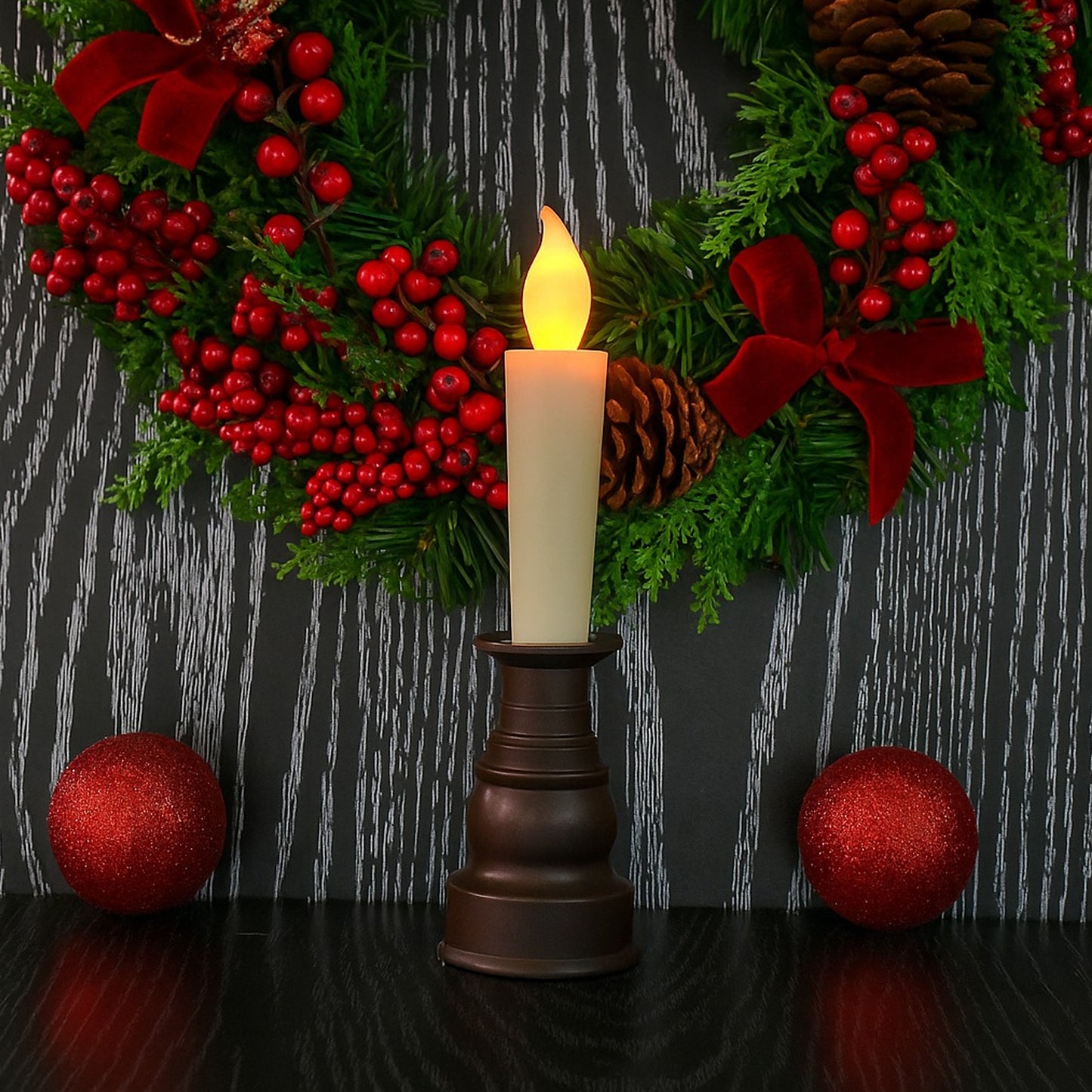 Premium Led Flameless Candle With Holder (1 Pc)