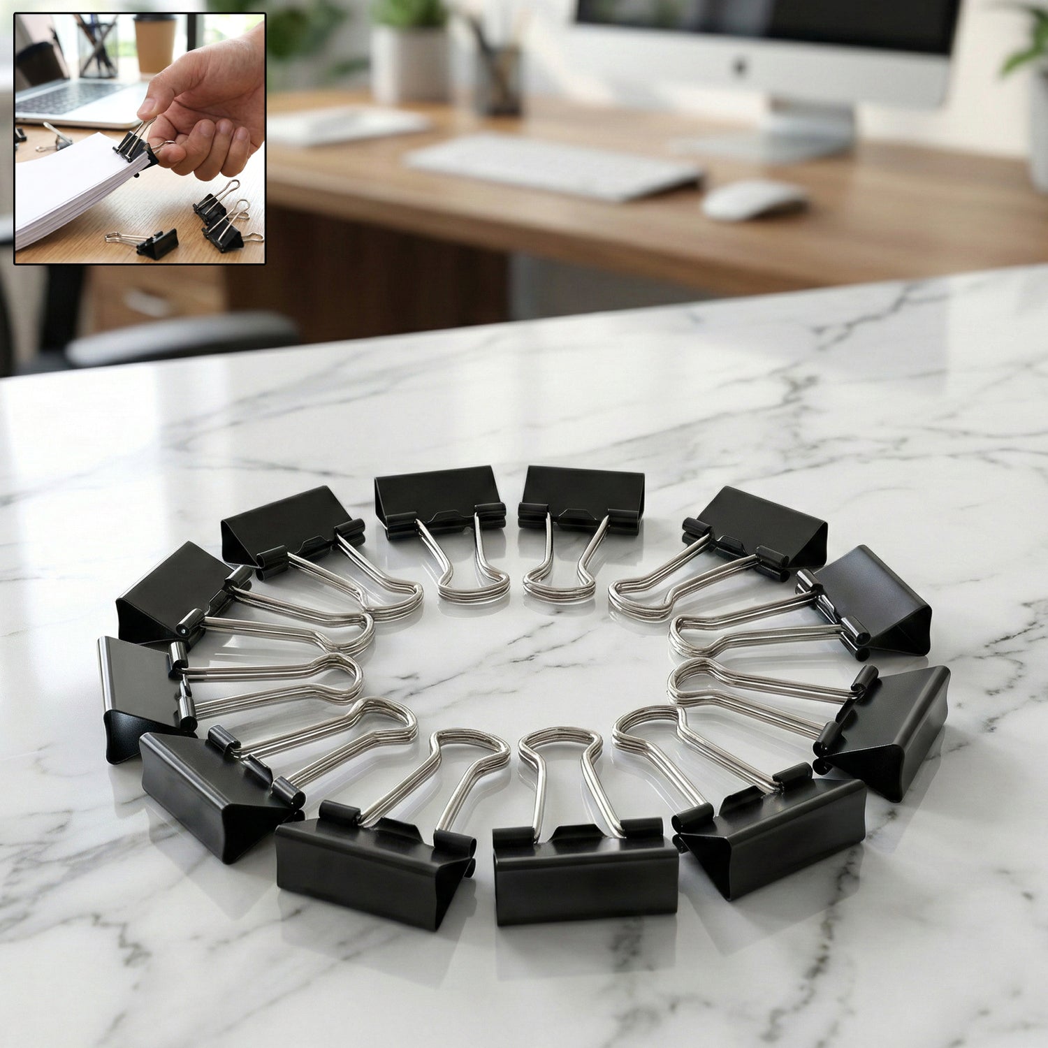 25mm Black Binder Clips (12 Pc)