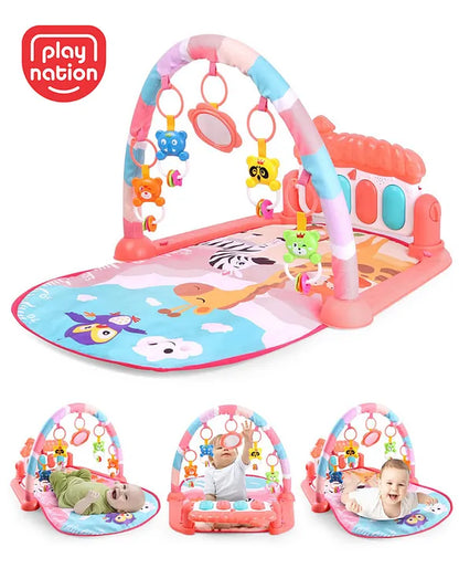 Play Nation Premium Baby Kick and Play Piano Peach Play Gym with Lights, Music and 5 Hanging Rattles