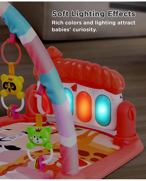 Play Nation Premium Baby Kick and Play Piano Peach Play Gym with Lights, Music and 5 Hanging Rattles