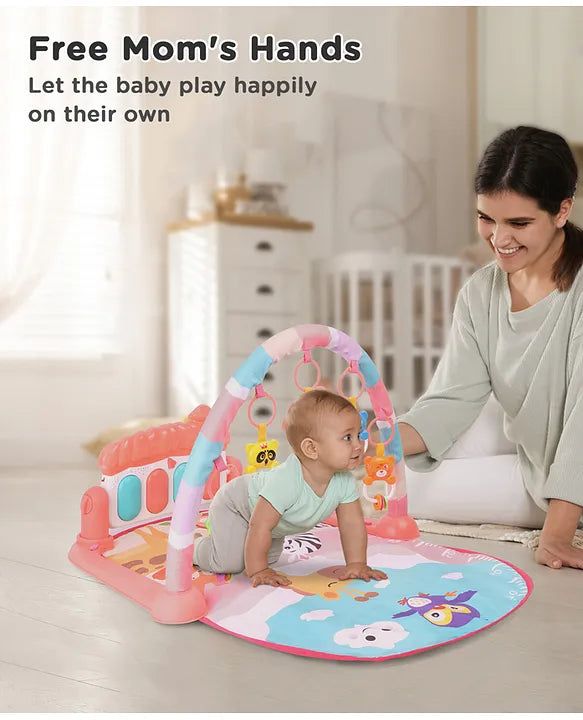 Play Nation Premium Baby Kick and Play Piano Peach Play Gym with Lights, Music and 5 Hanging Rattles